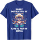 Easily distracted by cats and heavy metals - Funny Rock Cat , Black, S T-Shirt - T-Shirt | Royal