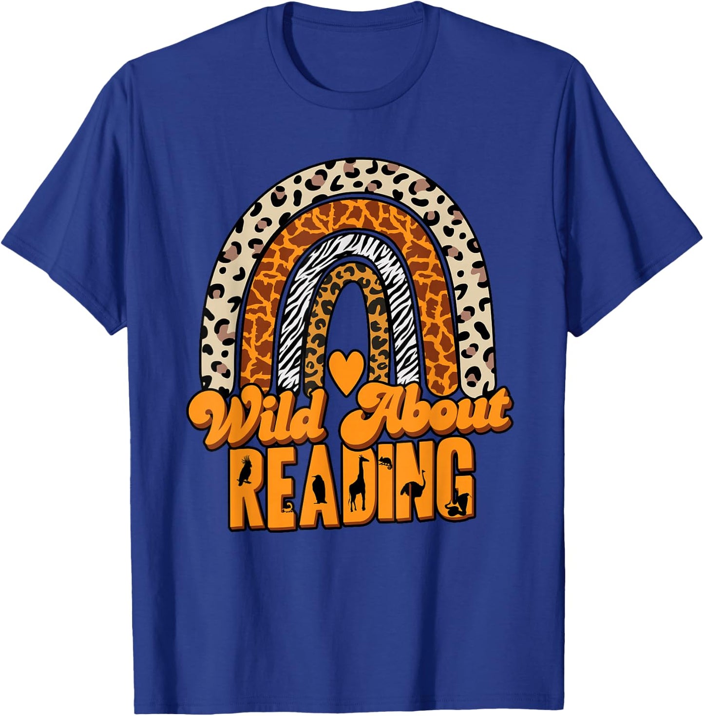 Wild About Reading Books Teacher Leopard Rainbow T-Shirt - T-Shirt | Royal