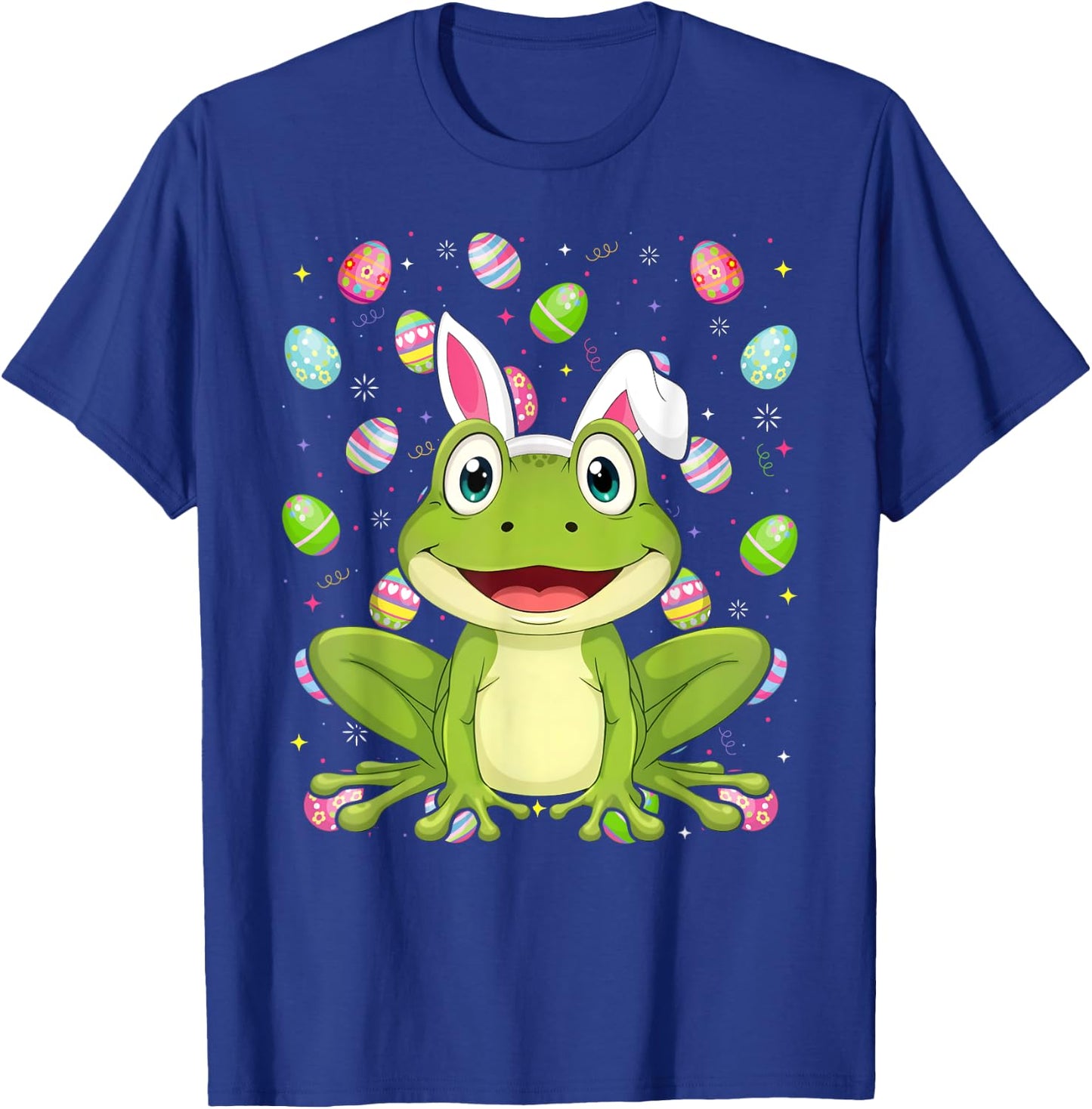 Frog Happy Easter Egg Hunt Bunny Ear Frog Easter T-Shirt - T-Shirt | Royal