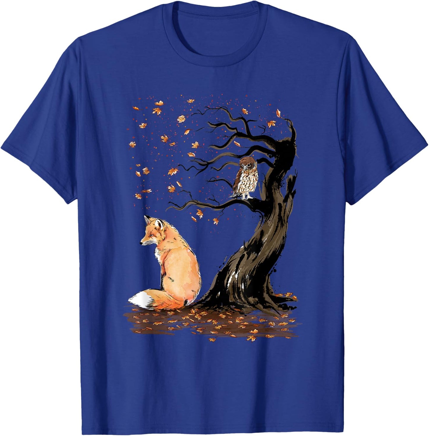 Winds of autumn Sumi-e The fox and the Owl T-Shirt - T-Shirt | Royal