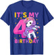 4 Years Old Unicorn Flossing 4th Birthday Party Girls Kids T-Shirt - T-Shirt | Royal