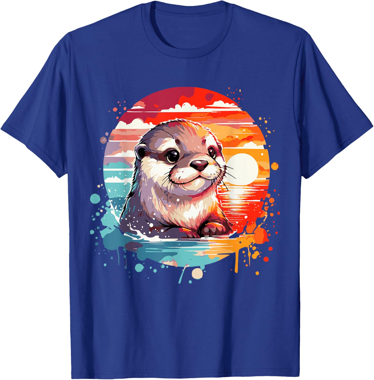 Cute Otter Spirit Animal River Otter Colorful Sunset T-Shirt - T-Shirt | Royal