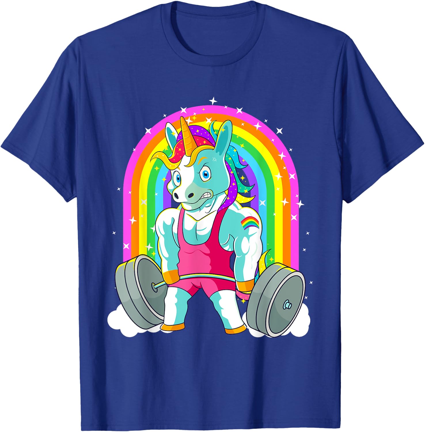 Gym Unicorn Deadlift Weightlifting Workout Pride Men Women T-Shirt - T-Shirt | Royal