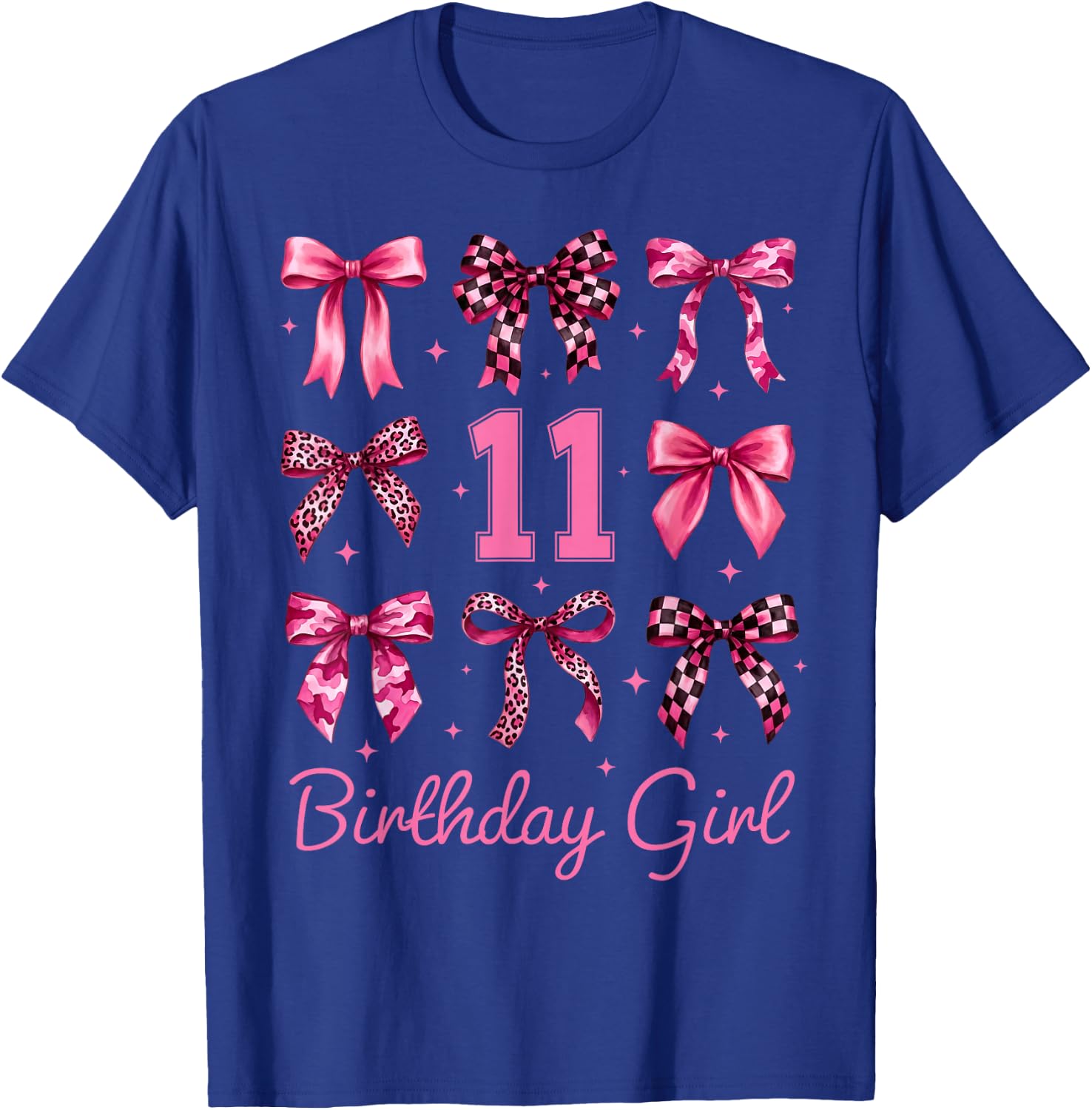 11th Birthday Girl Leopard Coquette Bows 11 Year Old Girl T-Shirt - T-Shirt | Royal