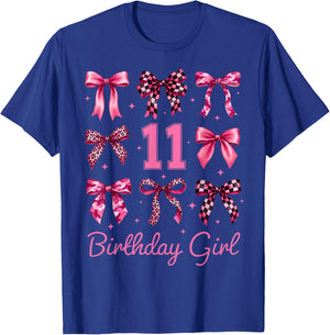 11th Birthday Girl Leopard Coquette Bows 11 Year Old Girl T-Shirt - T-Shirt | Royal