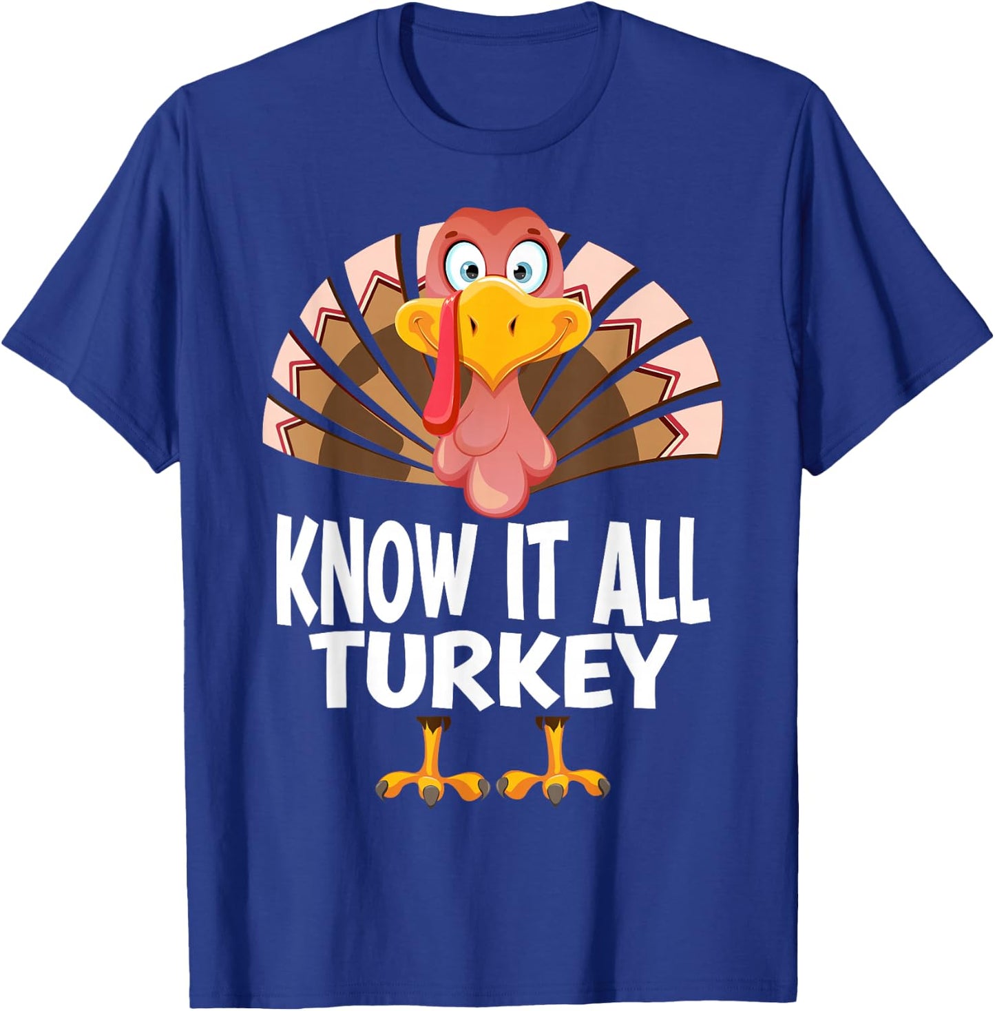 Thanksgiving Know It All Turkey Matching Pajama T-Shirt - T-Shirt | Royal