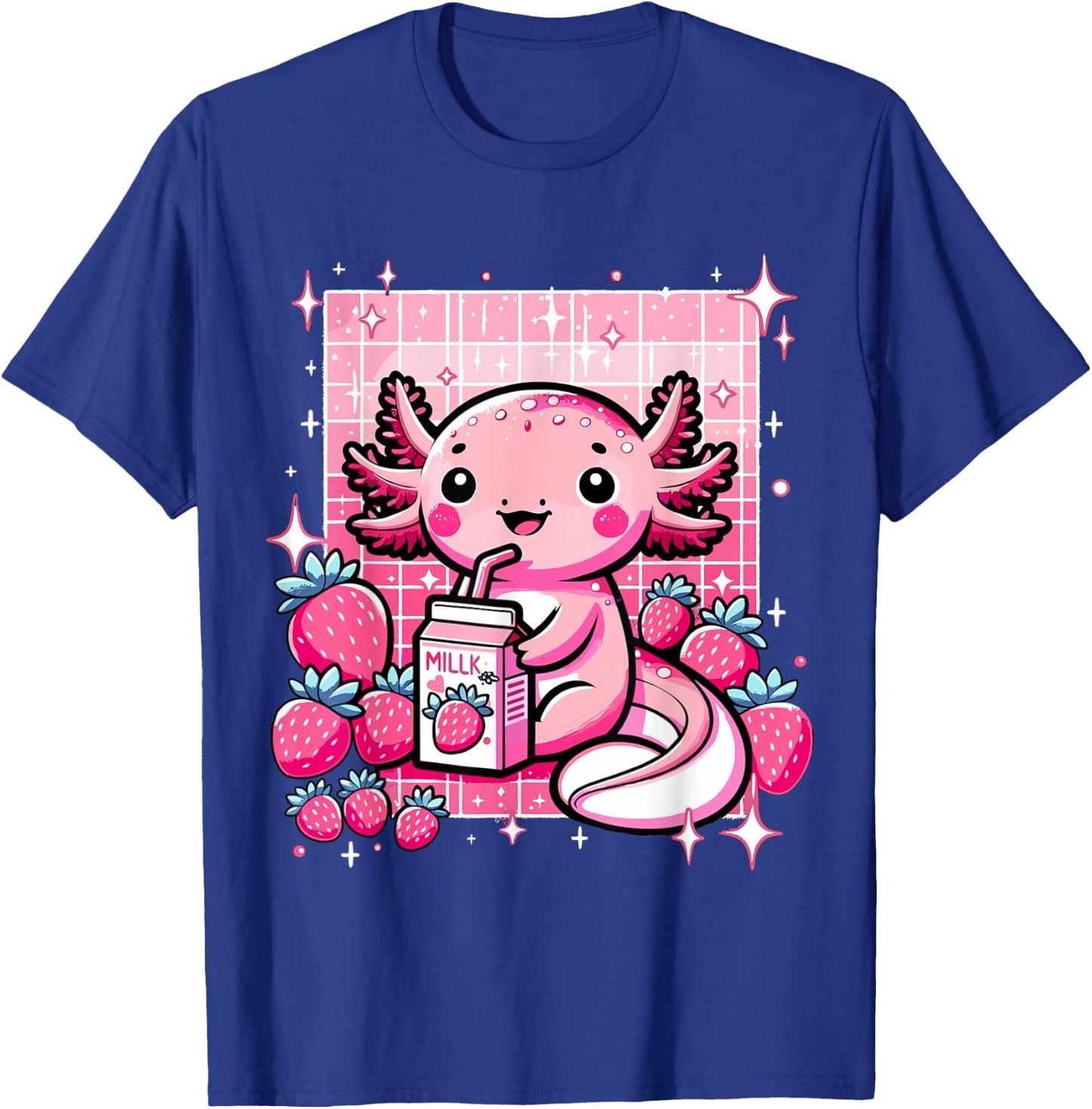 Axolotl Kawaii Strawberry Milk Shake Anime Axolotl T-Shirt - T-Shirt | Royal