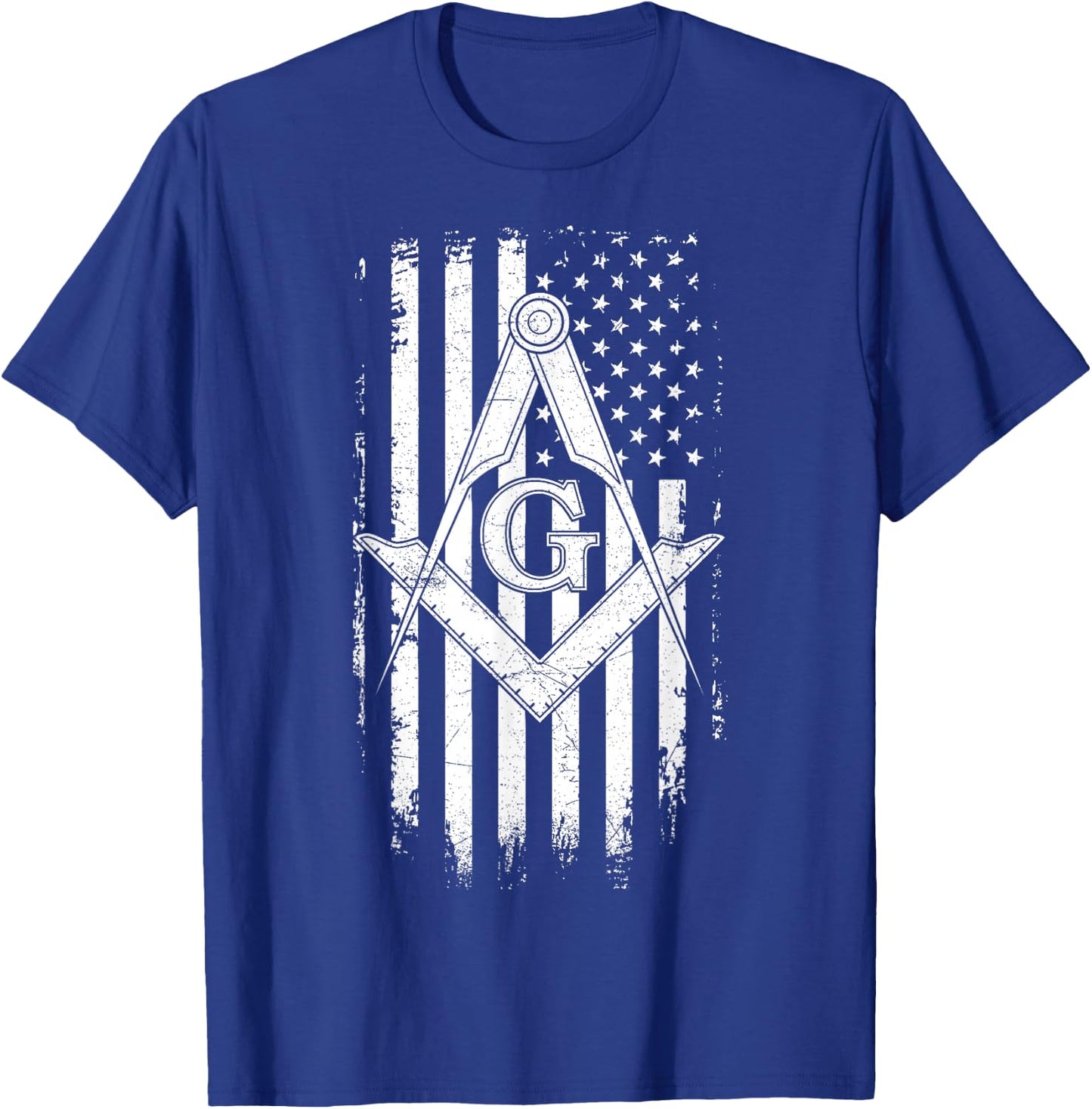 Masonic American Flag Square and Compass - Freemason T-Shirt - T-Shirt | Royal