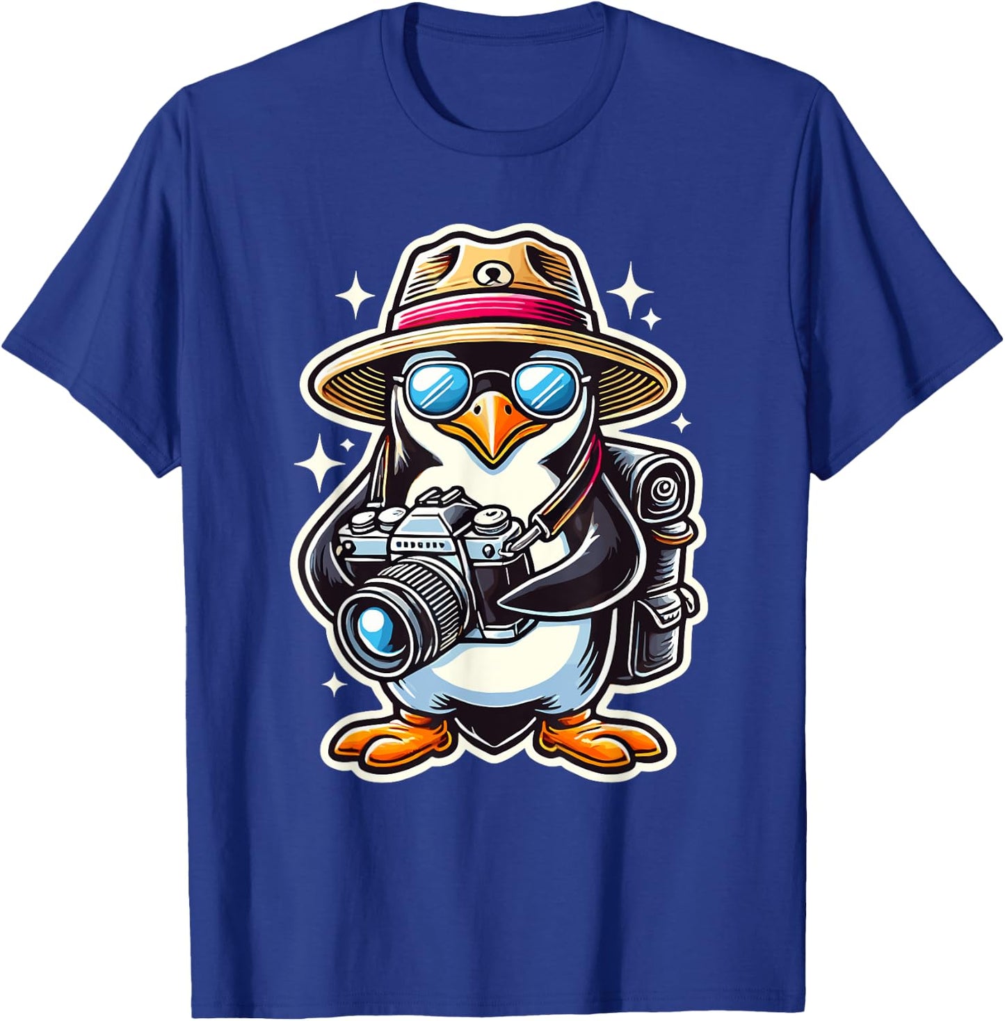 Cool Photographer Penguin with Camera Wildlife Animal T-Shirt - T-Shirt | Royal