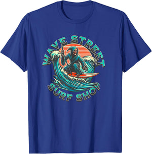 Wave Street Retro Vacation Beach Surfing Skul Graphic T-Shirt - T-Shirt | Royal