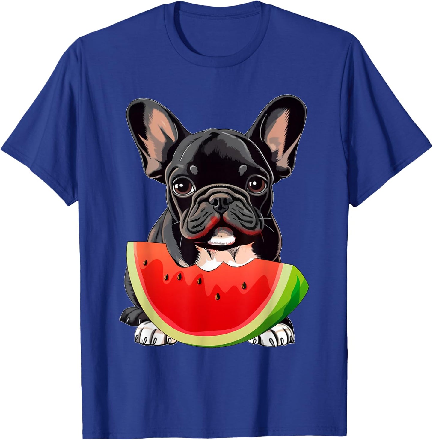Funny French Bulldog Dog & Watermelon Slice Summer Vacation T-Shirt - T-Shirt | Royal