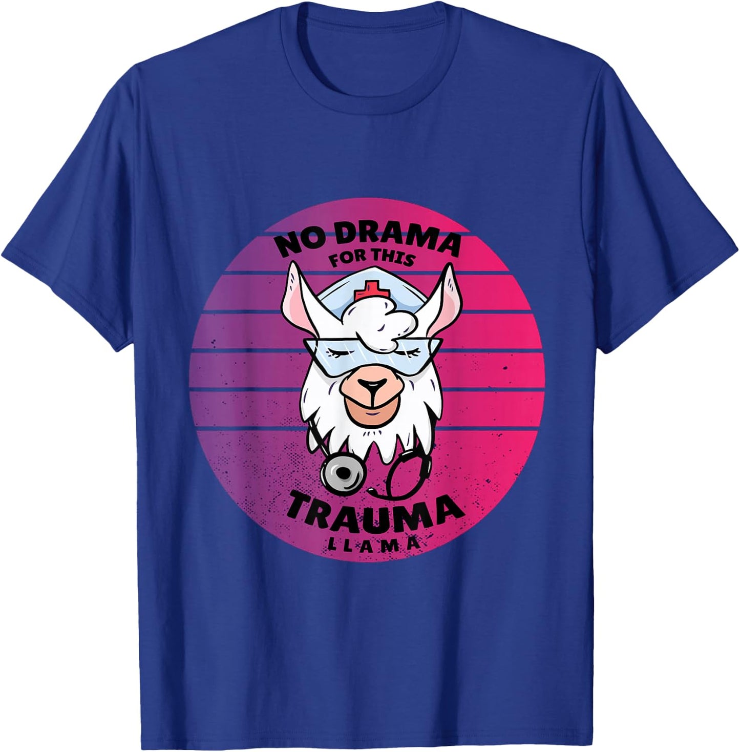 Nurse LLama No Drama Trauma Llama Hospital Nurse Alpaca T-Shirt - T-Shirt | Royal
