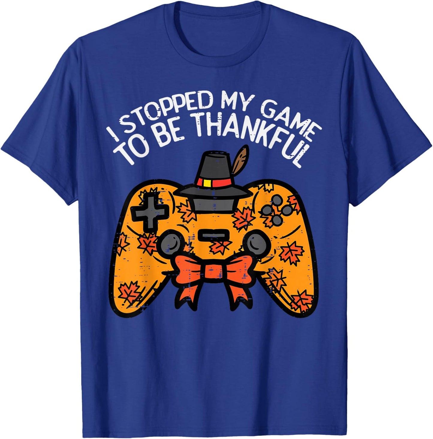 Stopped My Game Be Thankful Thanksgiving Gamer Boys Kids Men T-Shirt - T-Shirt | Royal