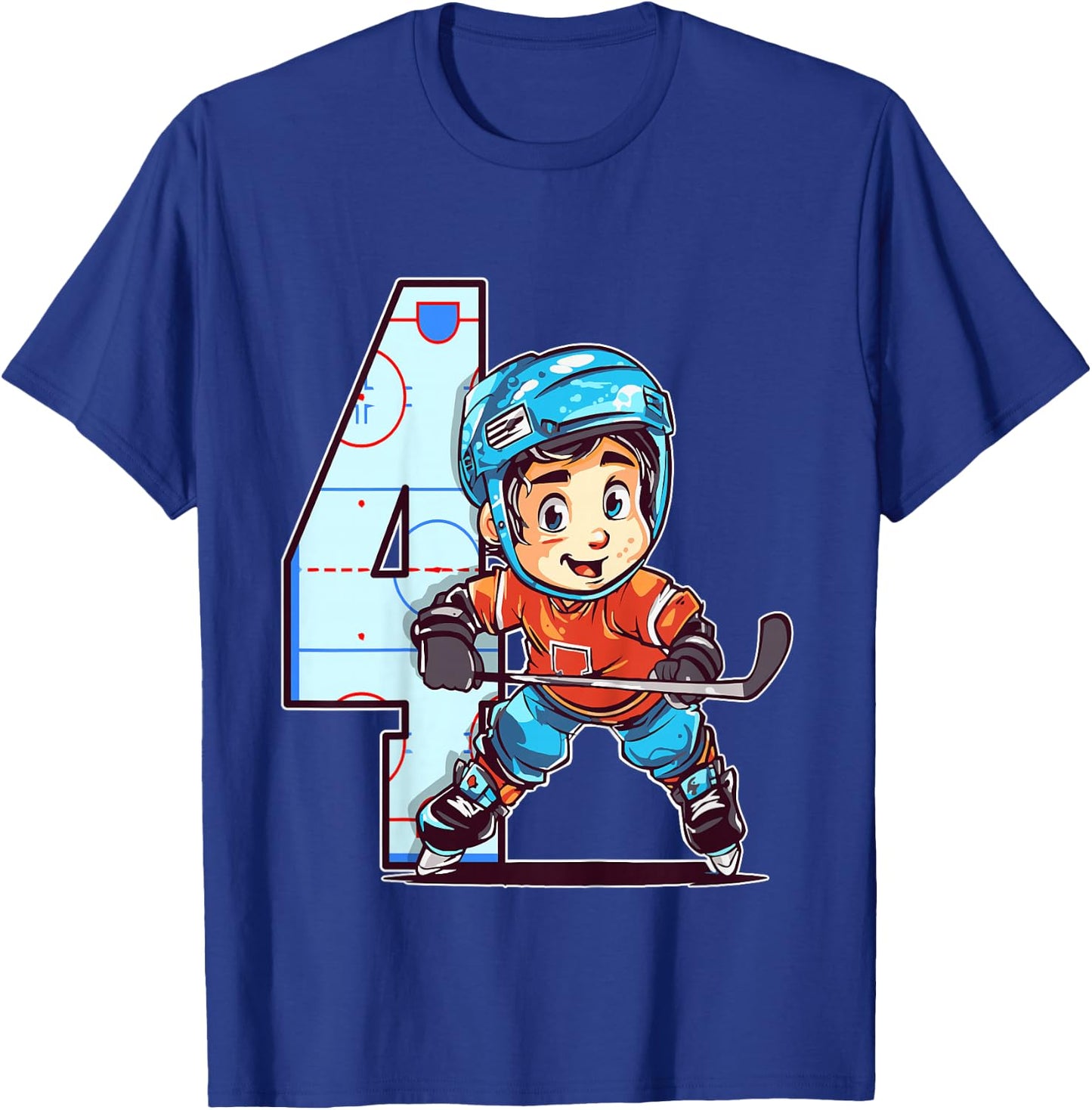 Eishockey Geburtstag - 4 Jahre alter Junge - 4. Geburtstag T-Shirt - T-Shirt | Royal