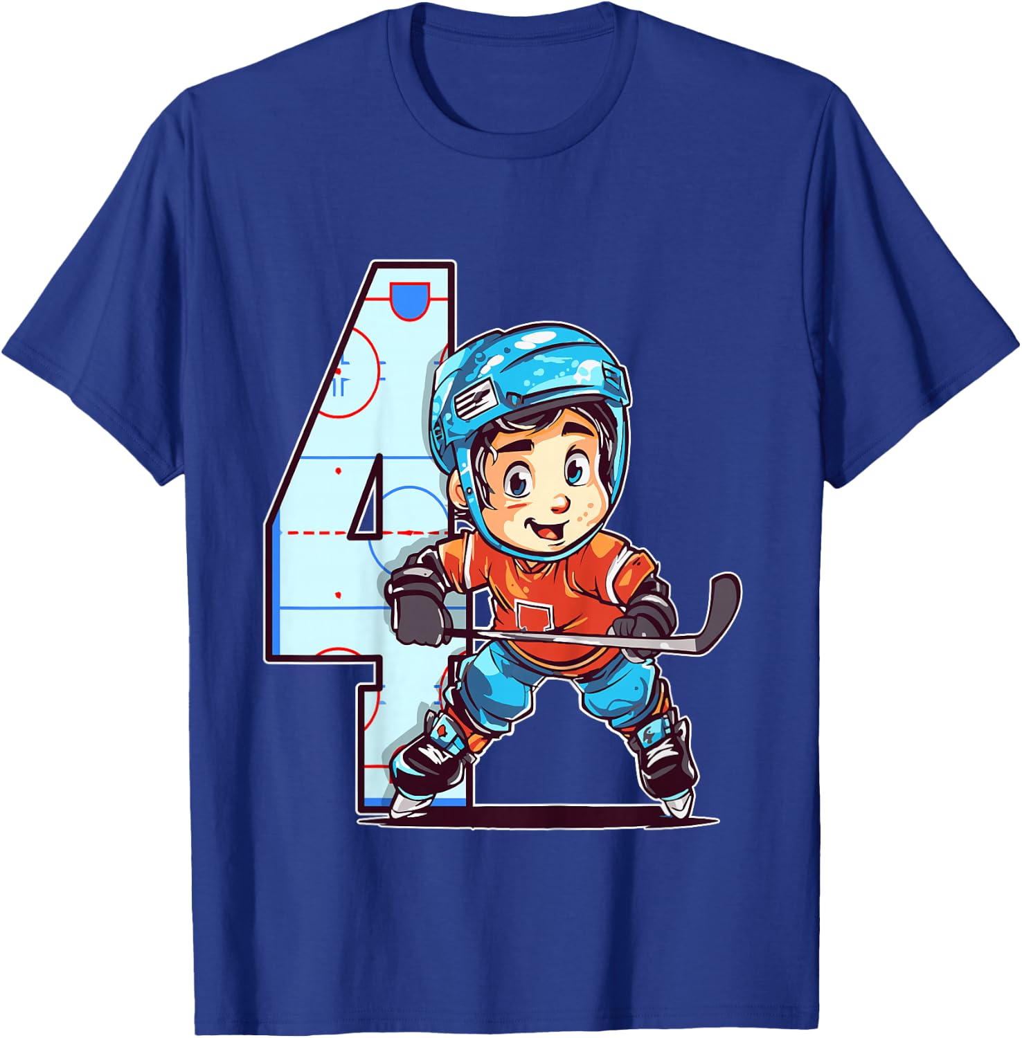 Eishockey Geburtstag - 4 Jahre alter Junge - 4. Geburtstag T-Shirt - T-Shirt | Royal