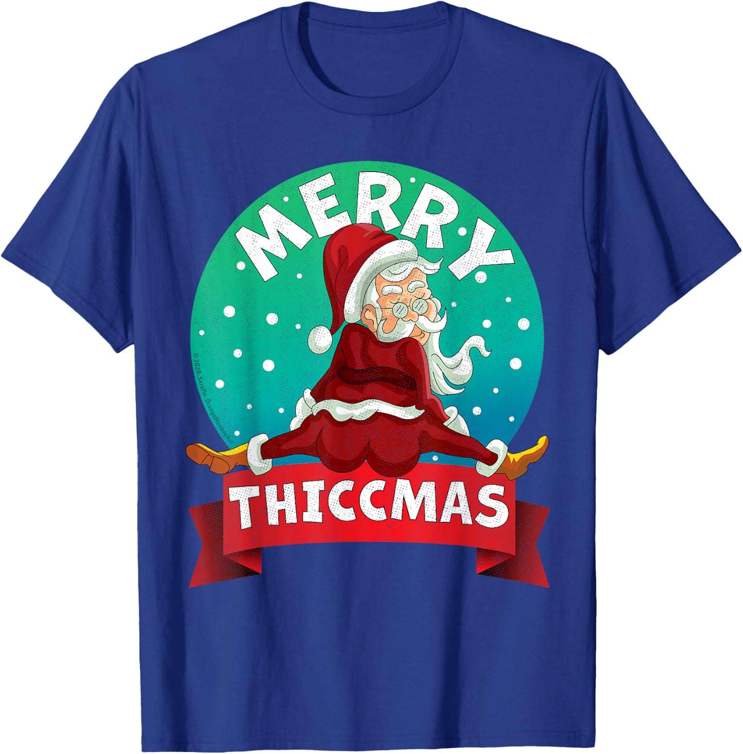 Merry Thiccmas Santa Claus Thicc Xmas Christmas Party Pajama T-Shirt - T-Shirt | Royal
