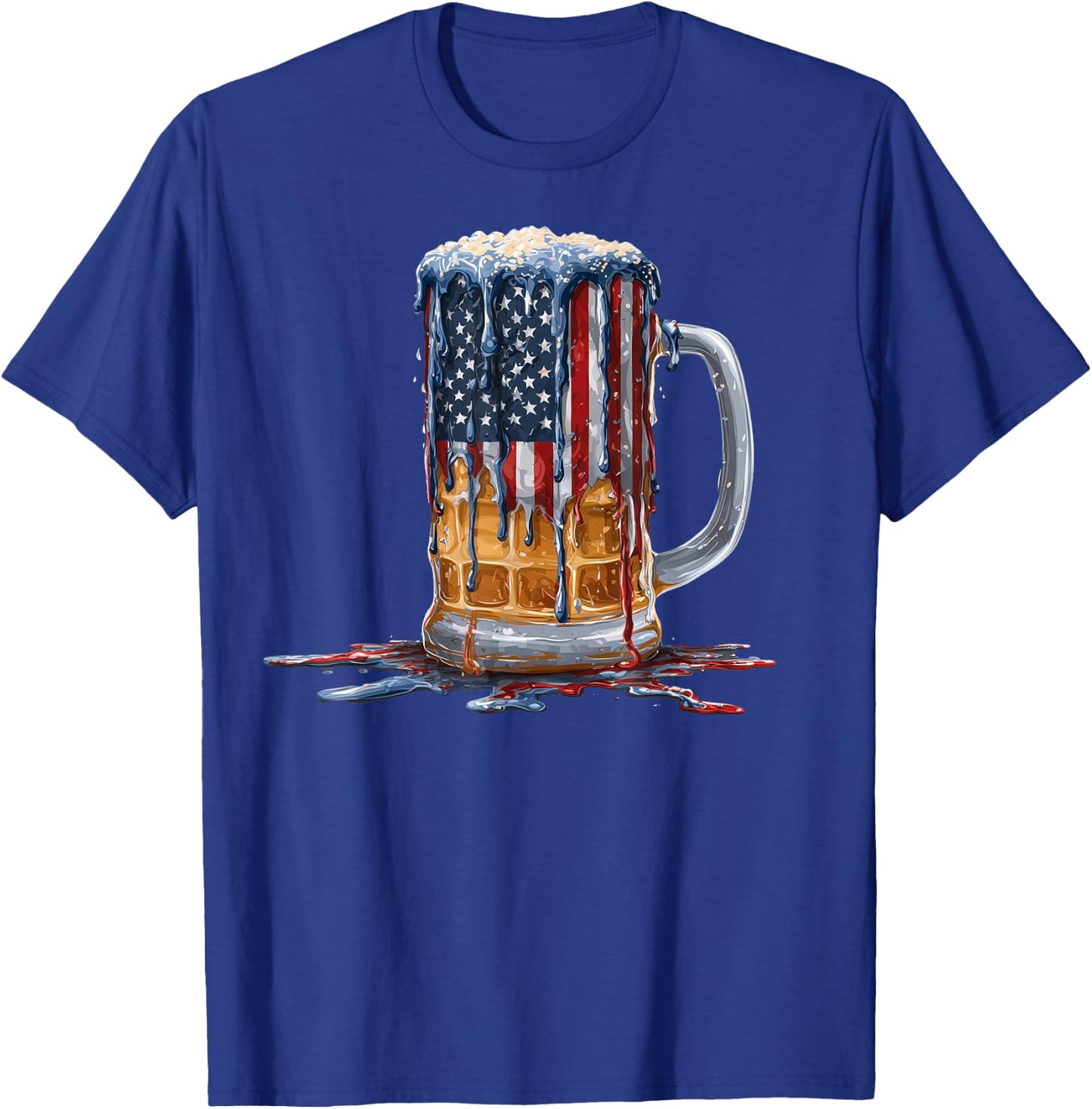 Beer Drinker Drinking American Flag USA Drip Graffiti Lover T-Shirt - T-Shirt | Royal