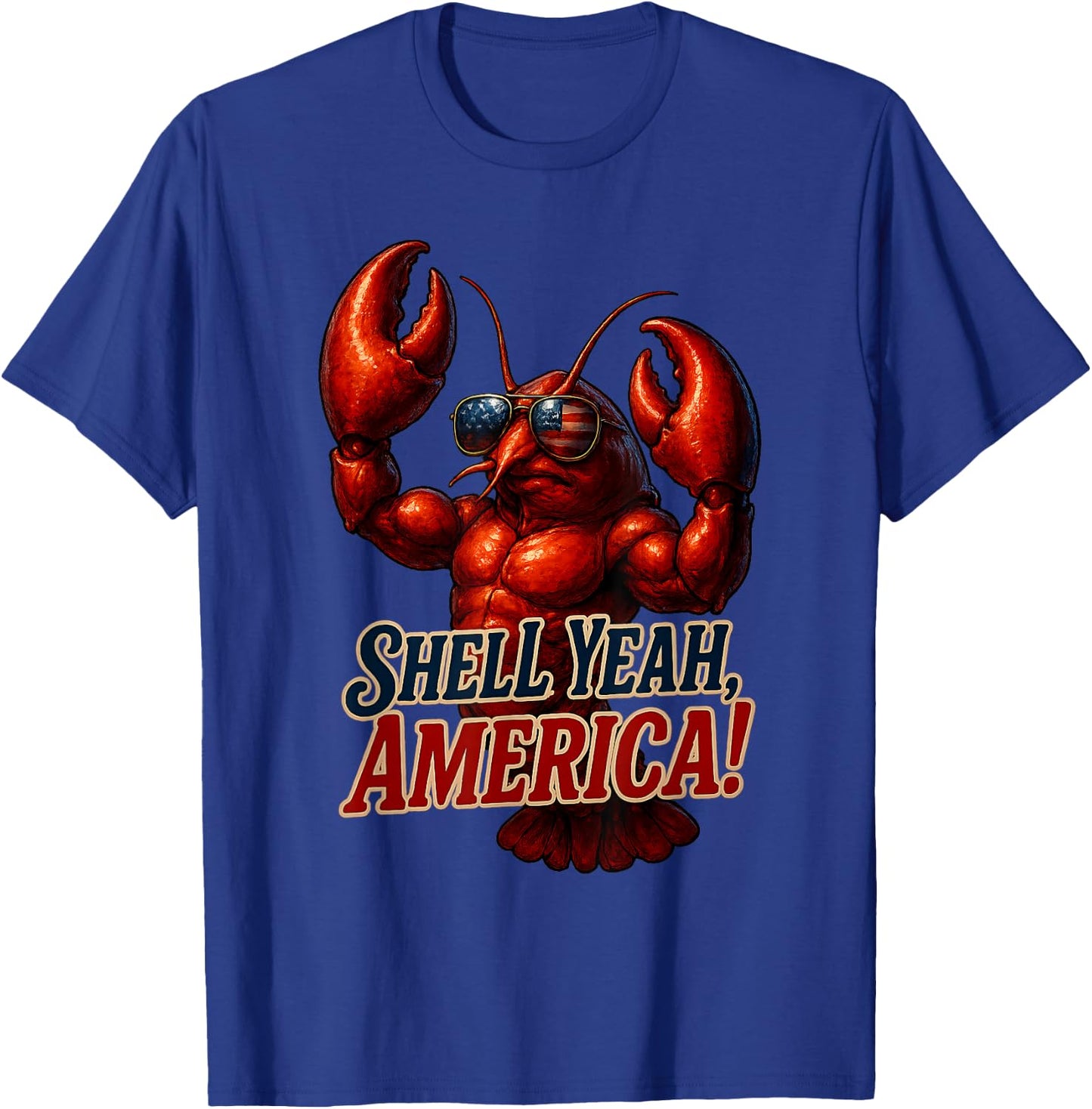 Crab Patriotic Lobster USA Shell Yeah America 4th of July T-Shirt - T-Shirt | Royal