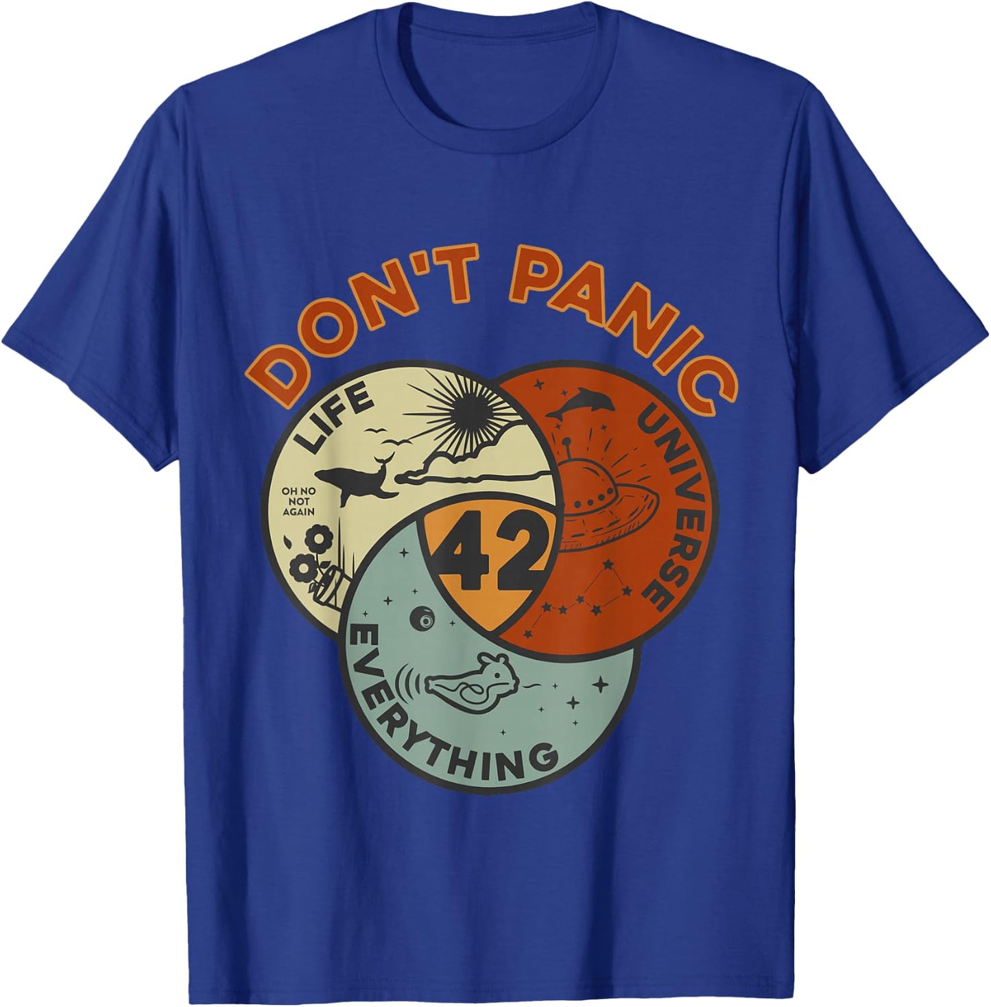 42 Answer to Life, the Universe and Everything No Panic , black T-Shirt - T-Shirt | Royal