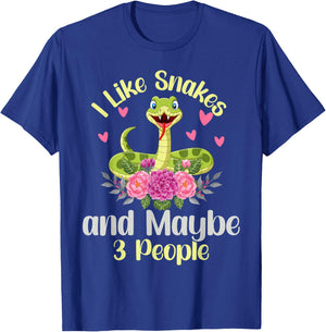 I Like Snakes and Maybe 3 People Snake Reptile Lover T-Shirt - T-Shirt | Royal