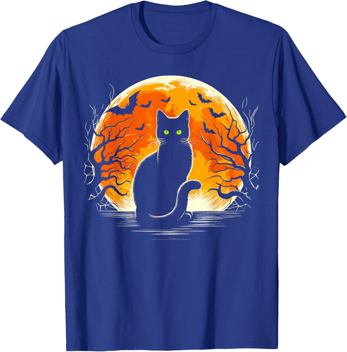 Cat Costume Retro Moon Cat Halloween Women Kids T-Shirt - T-Shirt | Royal