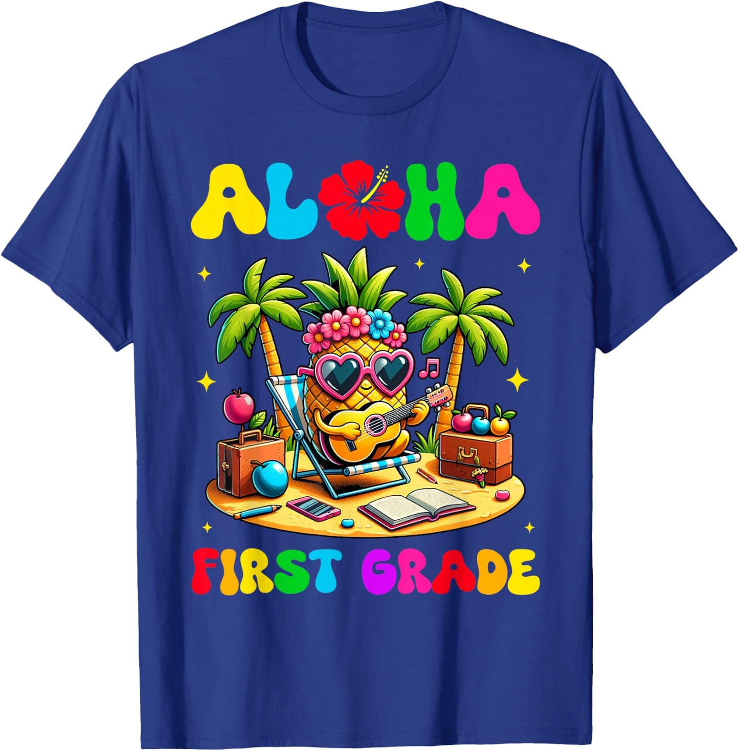 Aloha First Grade Pineapple Hawaii Back to School Kids Girl T-Shirt - T-Shirt | Royal