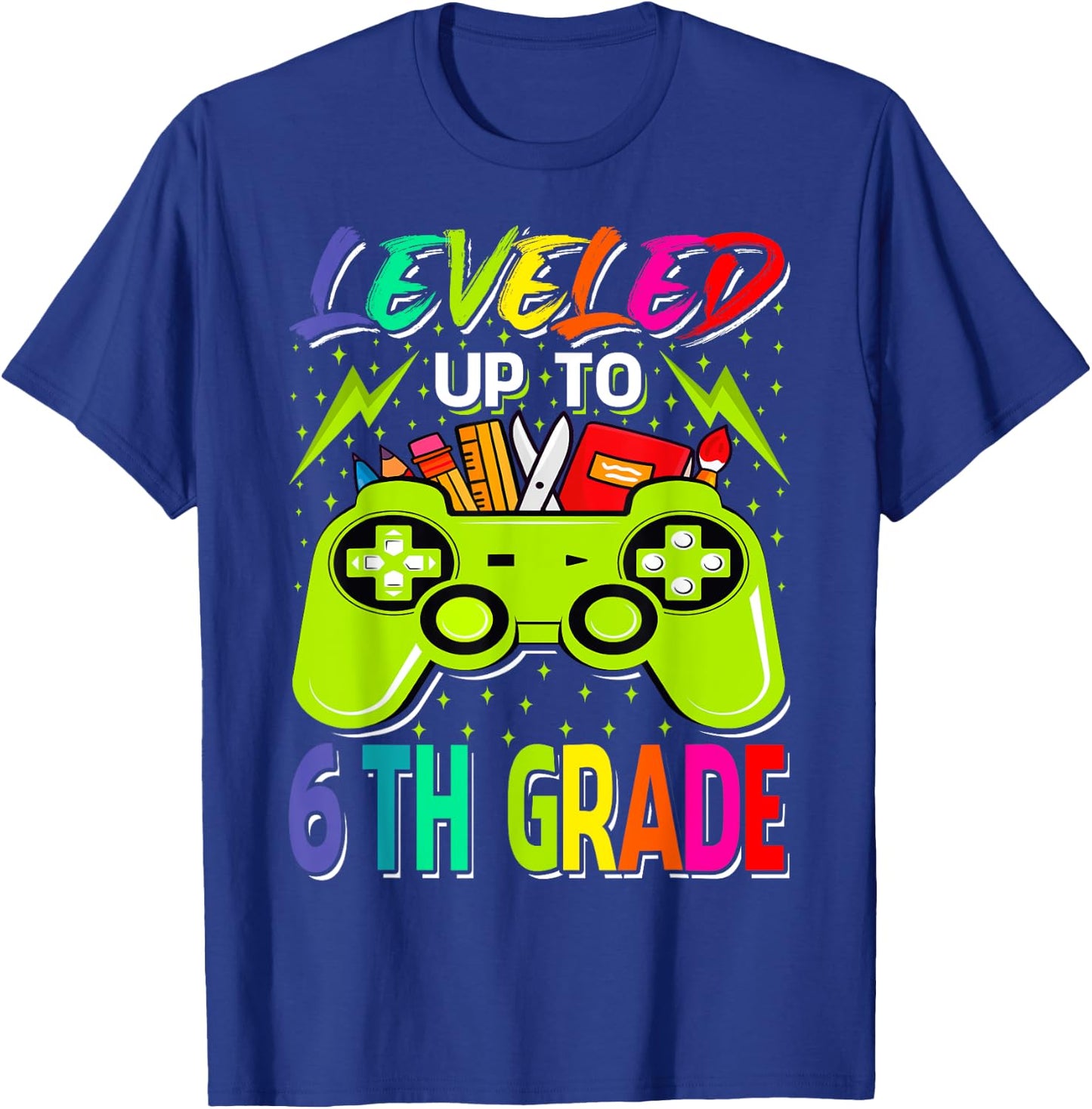 Leveled Up To 6th Grade Gamer Back To School First Day Boys T-Shirt - T-Shirt | Royal