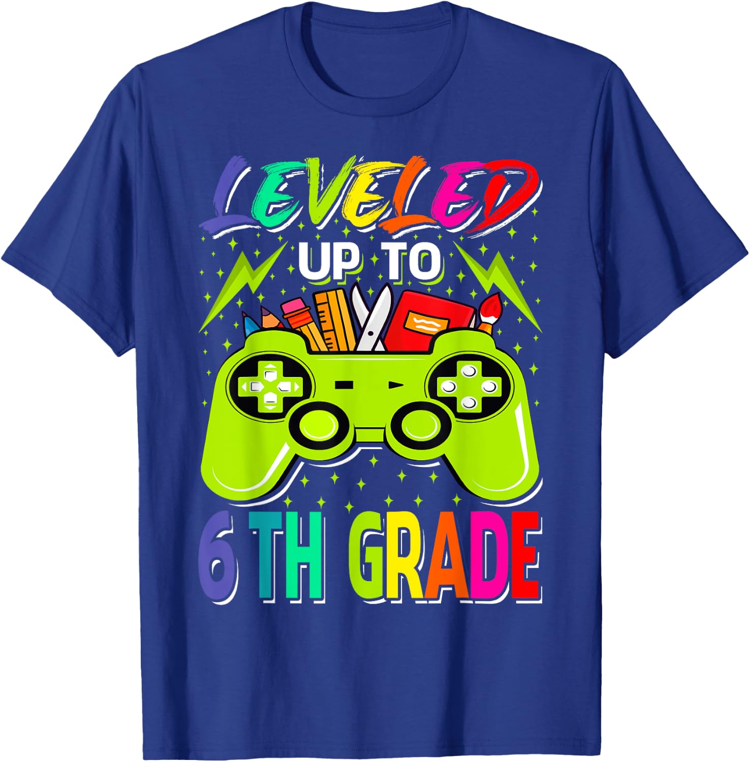 Leveled Up To 6th Grade Gamer Back To School First Day Boys T-Shirt - T-Shirt | Royal