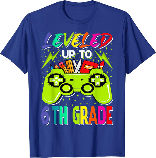 Leveled Up To 6th Grade Gamer Back To School First Day Boys T-Shirt - T-Shirt | Royal