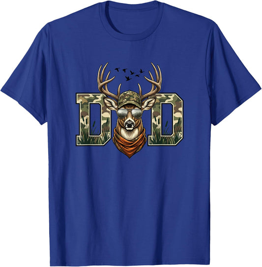 Camo Hunting Deer Dad T-Shirt - T-Shirt | Royal