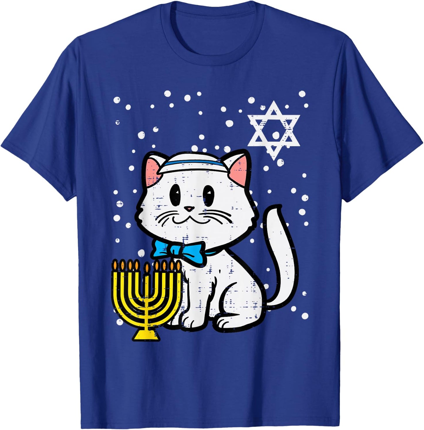 Hanukkah Cat Cute Chanukah Jewish Women Girls Kids Toddlers T-Shirt - T-Shirt | Royal