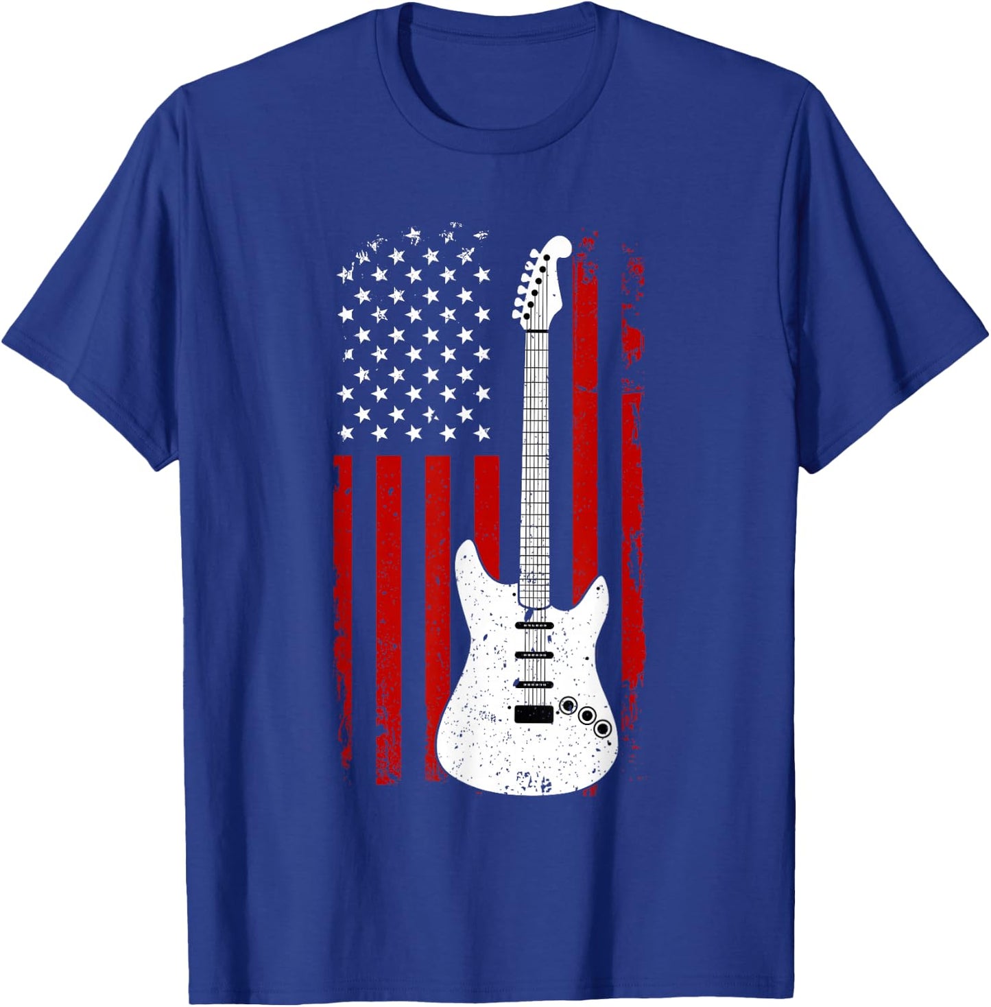 Guitar American US Flag Music Player Electric Guitarist Gift T-Shirt - T-Shirt | Royal