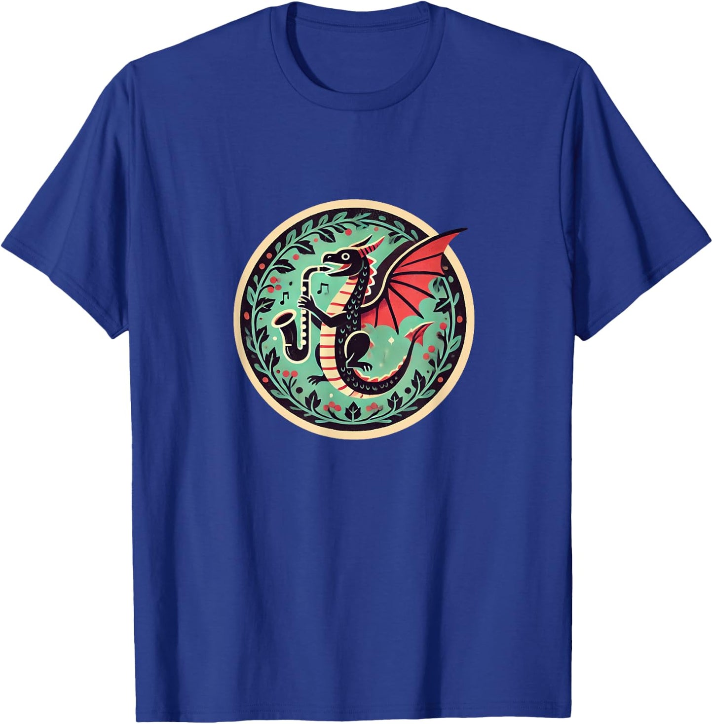 Saxophone Dragon Illustration Saxophonist Dragons T-Shirt - T-Shirt | Royal
