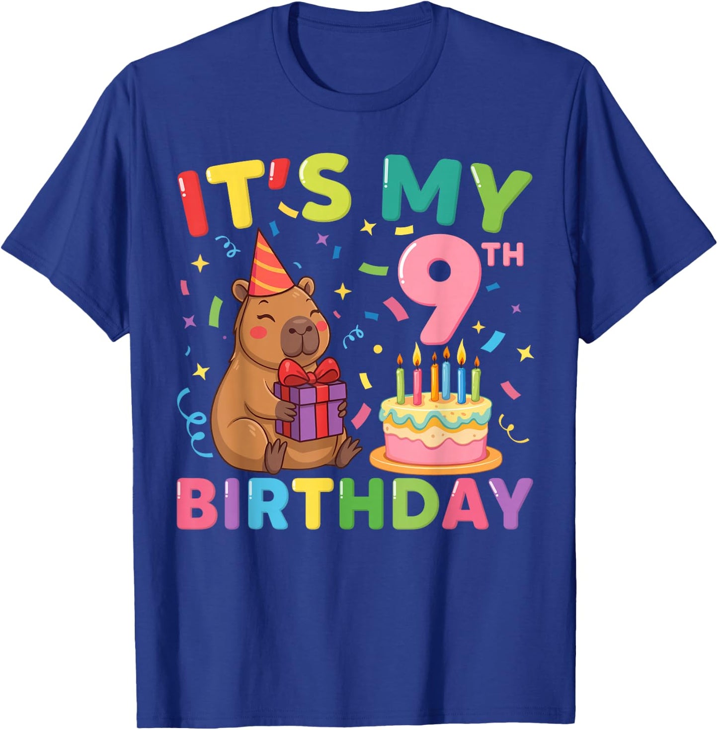 Es ist Mein 9. Geburtstag Capybara, 9 Jahre, Junge, Mädchen, Cappy Bday T-Shirt - T-Shirt | Royal