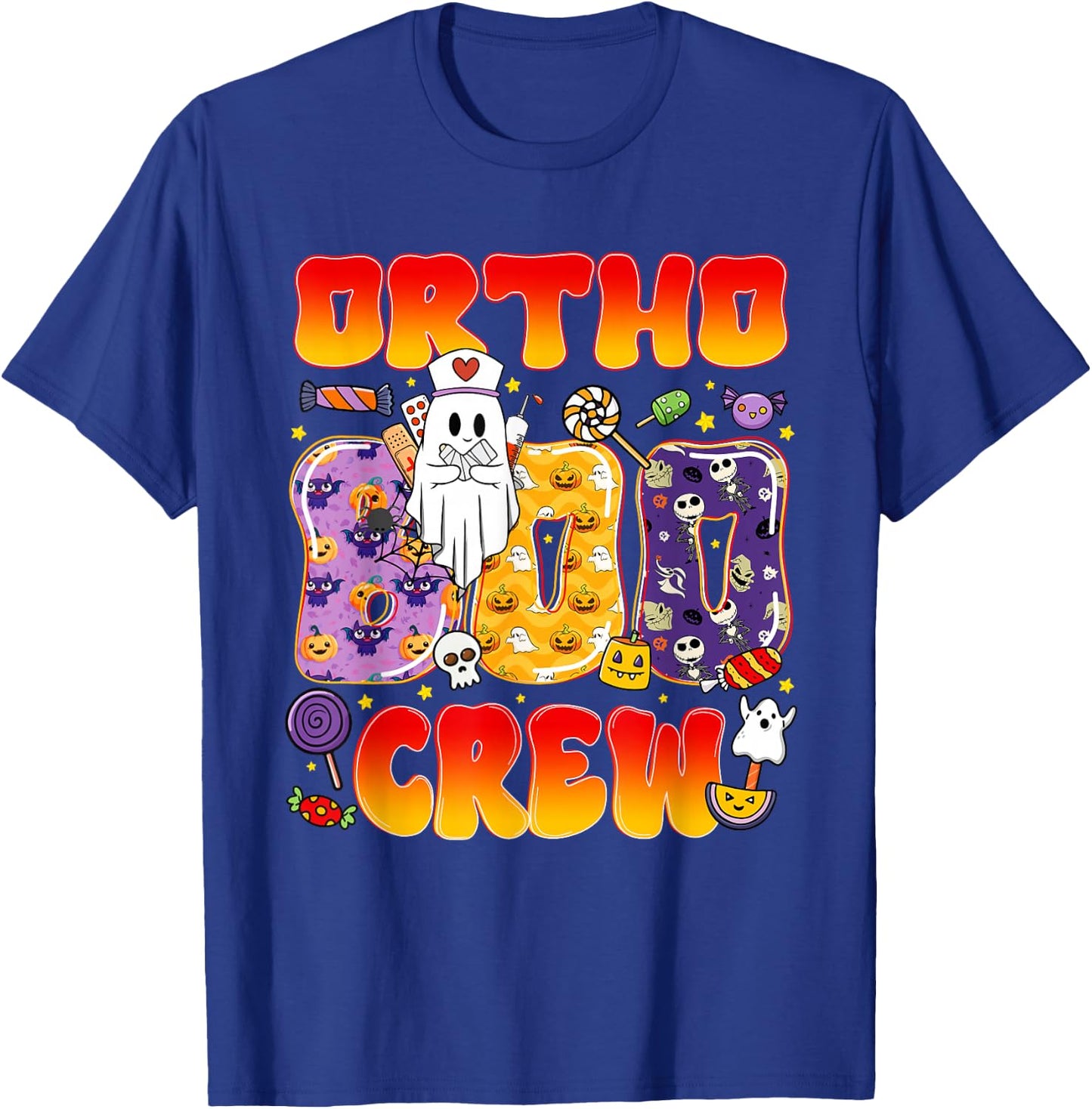 Ortho Boo Crew Ortho Nurse Funny Halloween T-Shirt - T-Shirt | Royal
