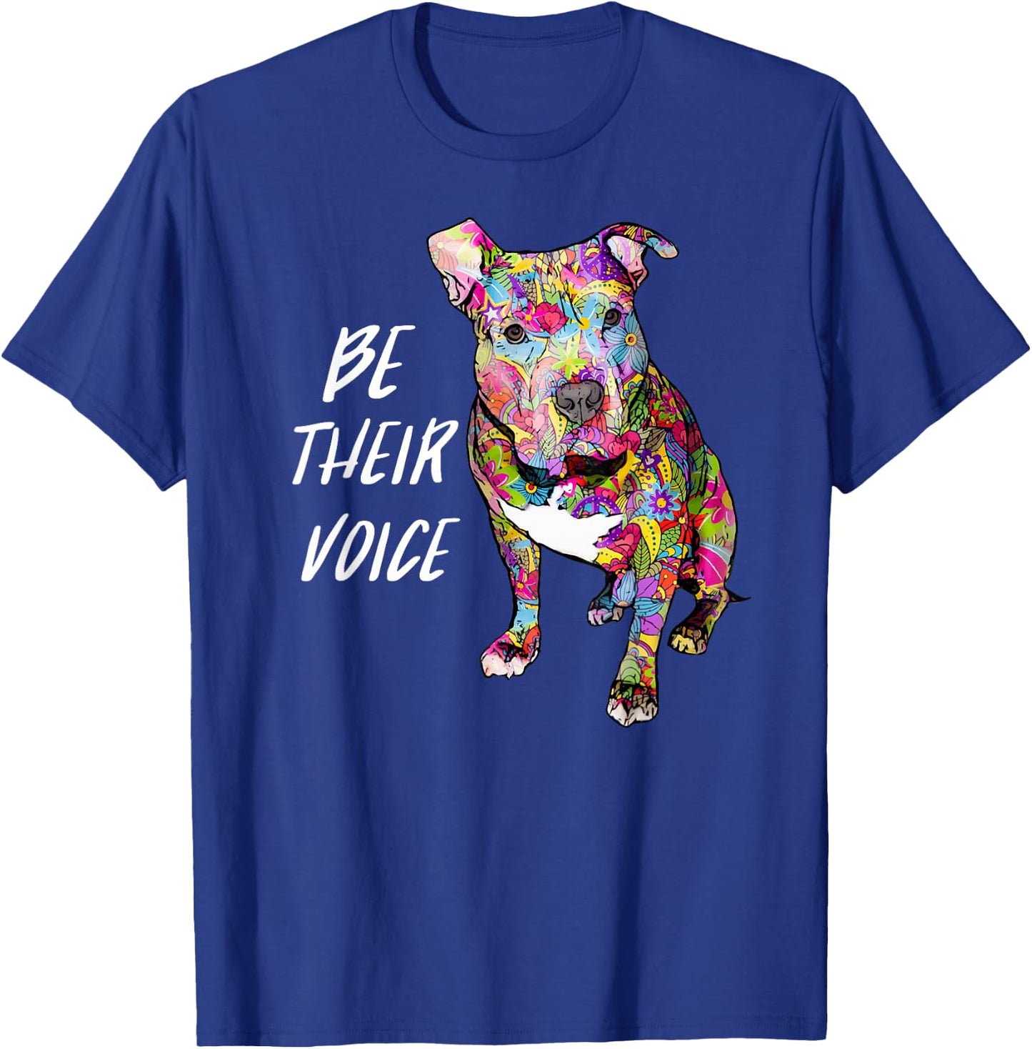 Pitbull Hippie Be Their Voice Peace Love and Pitbulls T-Shirt - T-Shirt | Royal