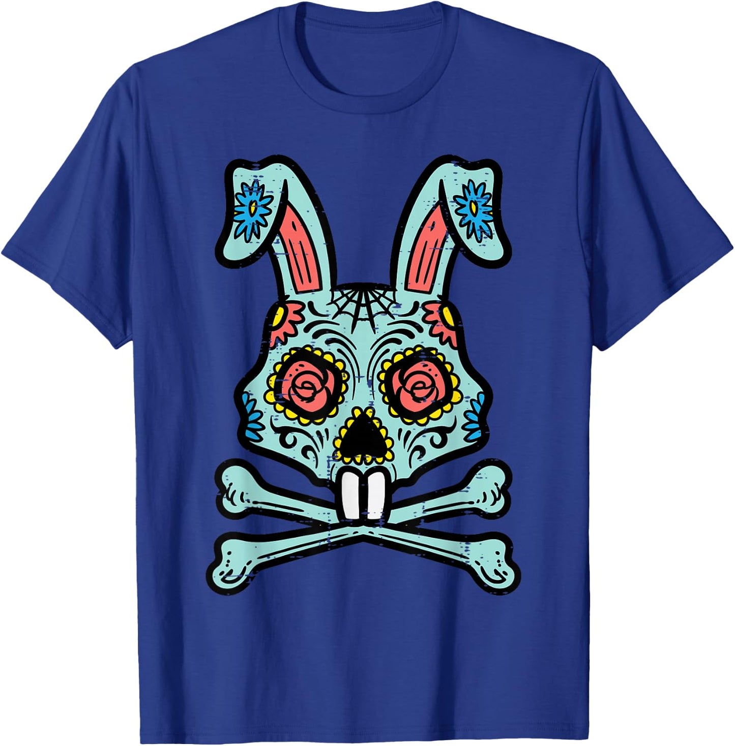 Easter Bunny Sugar Skull Funny Rabbit Mexican Men Women Kids T-Shirt - T-Shirt | Royal