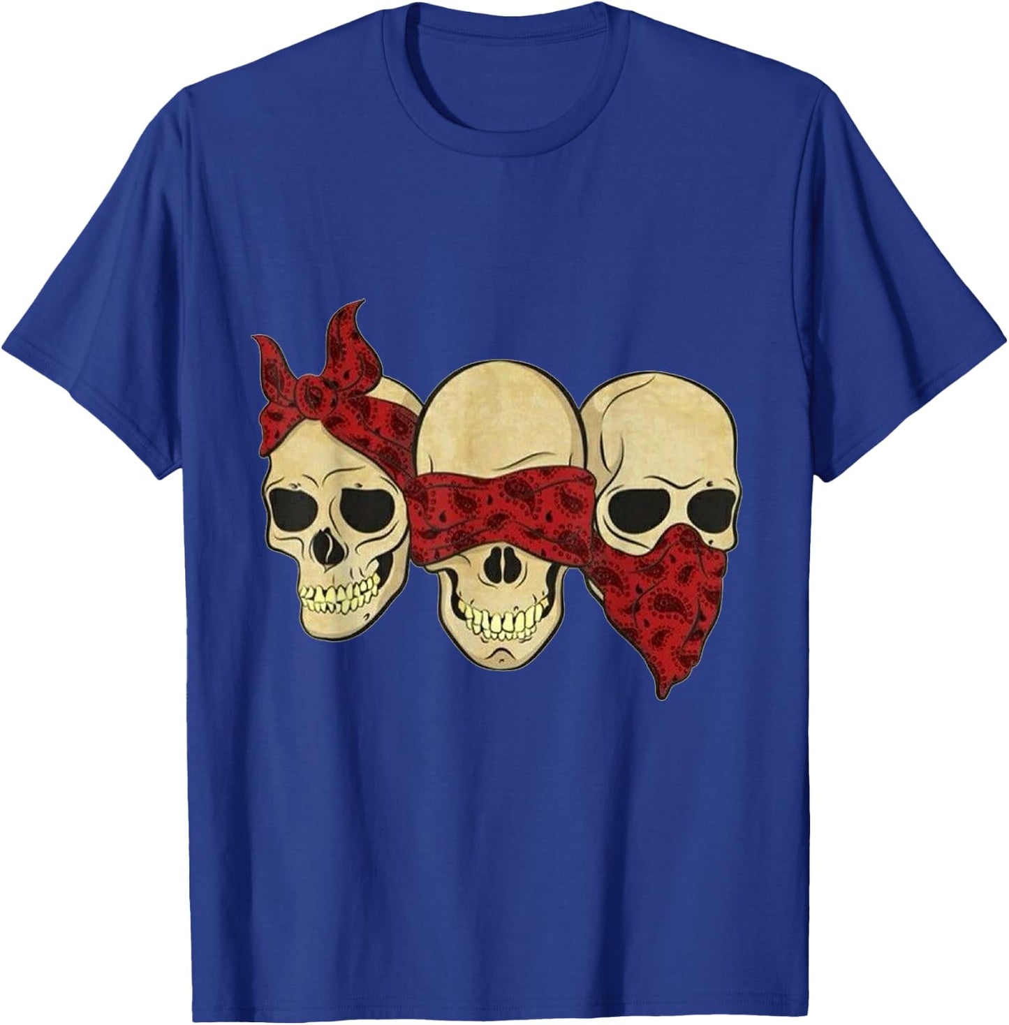 Listen, see, speak no evil skullheads T-Shirt - T-Shirt | Royal