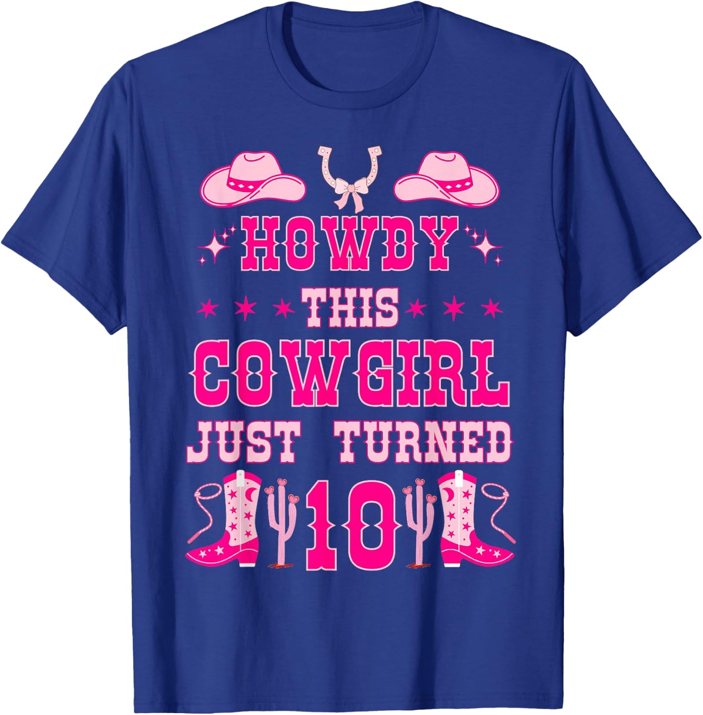 10yr Birthday Cowgirl Western 10Years Old Girl 10th Birthday T-Shirt - T-Shirt | Royal