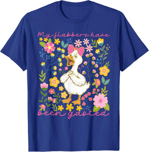 Funny Goose My Flabbers Have Been Gasted Cute Duck Floral T-Shirt - T-Shirt | Royal