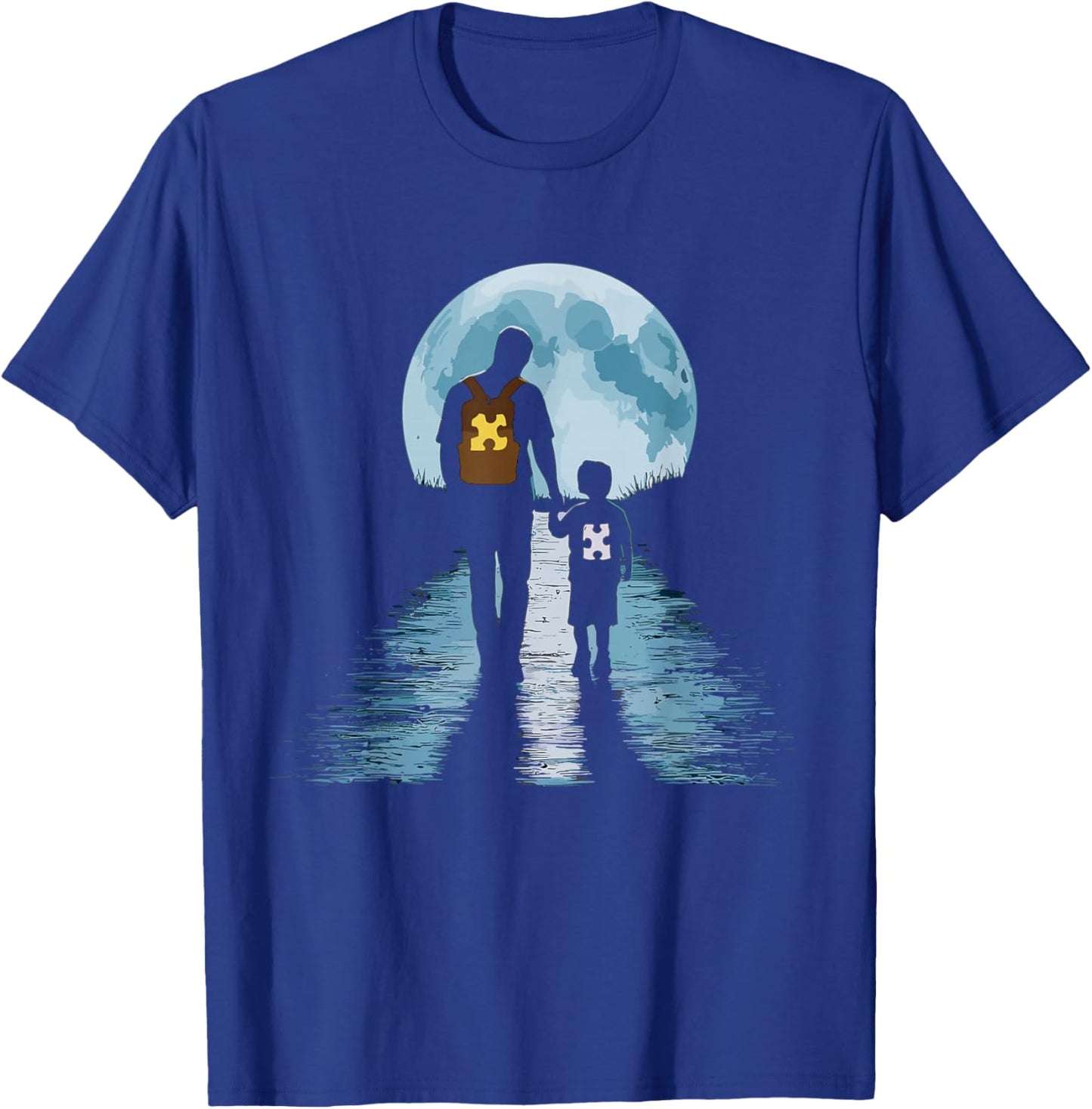 Proud Autism Dad Father and Son Autism T-Shirt - T-Shirt | Royal