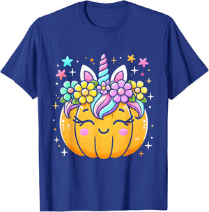 Cute Unicorn Pumpkin Girls Halloween Kids Girls T-Shirt - T-Shirt | Royal