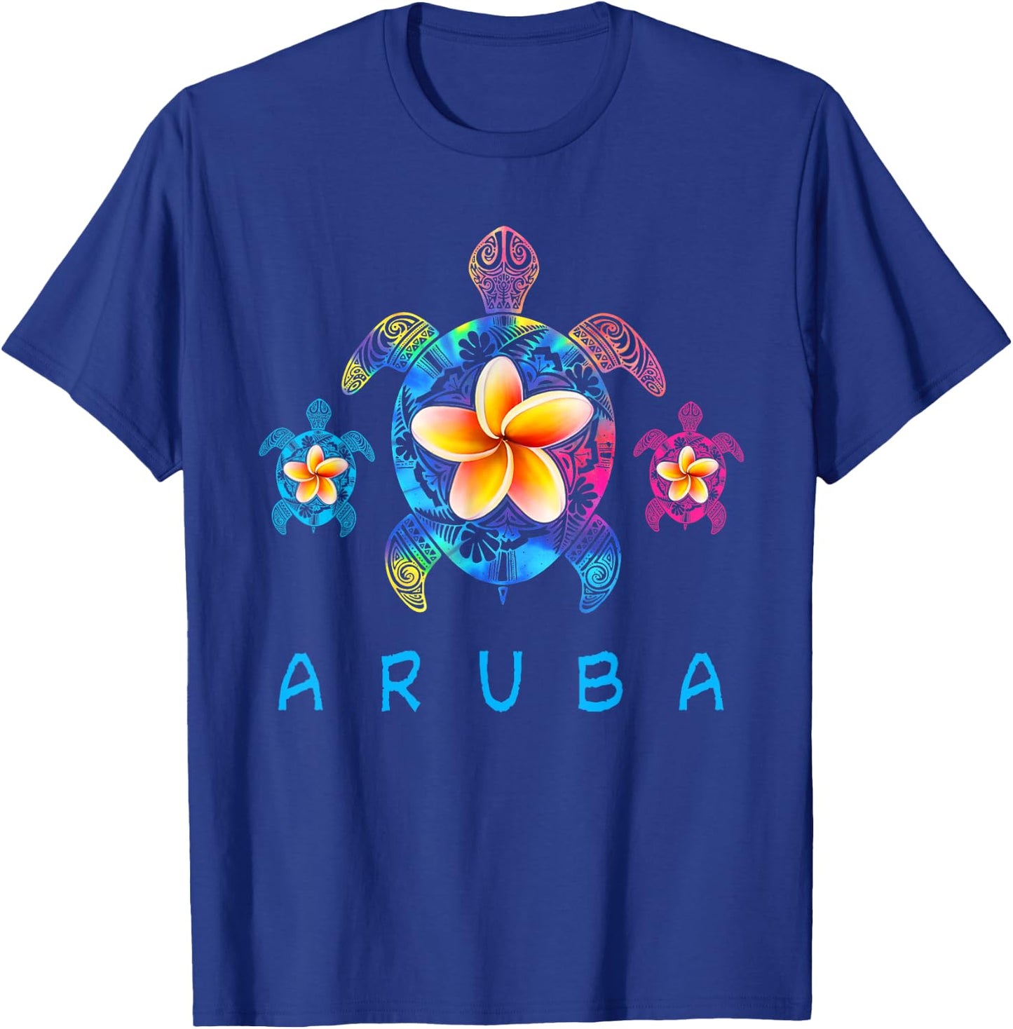 Aruba Caribbean Tribal Tie Dye Sea Turtle T-Shirt - T-Shirt | Royal