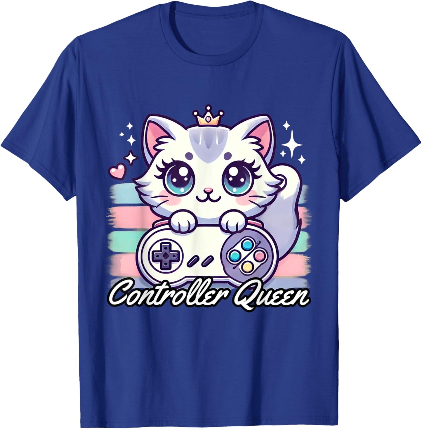 Gamer Girl Cat Gaming Cute Video Game Women Girls T-Shirt - T-Shirt | Royal