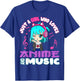 Just a Girl Who Loves Anime and Music Funny Chibi Graphic T-Shirt - T-Shirt | Royal
