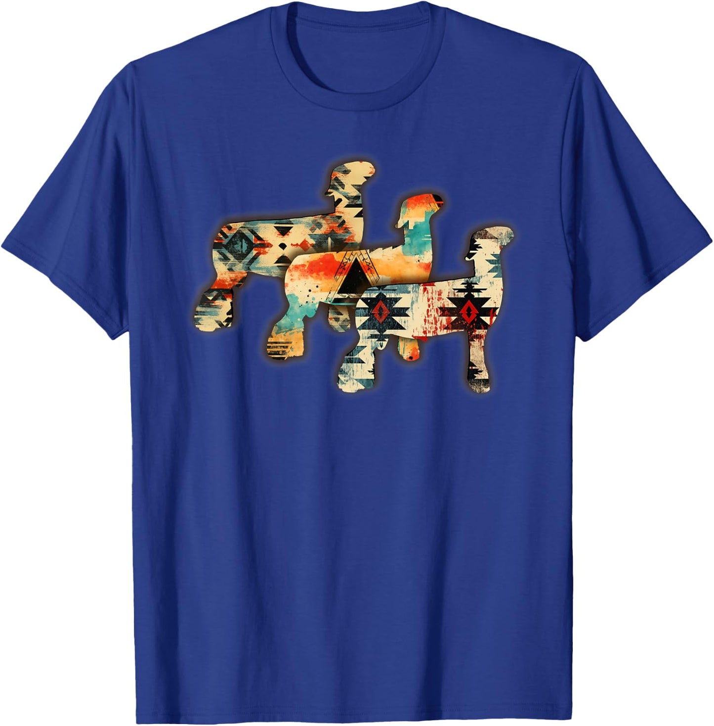Show Club Lamb with Western Aztec-Inspired Sheep Rams T-Shirt - T-Shirt | Royal