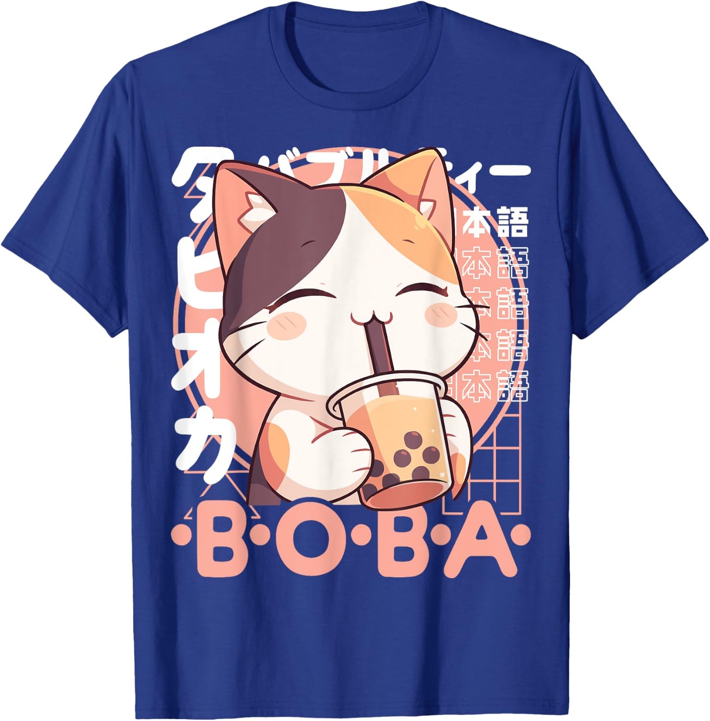 Cat Boba Tea Kawaii Bubble Tea Cat Anime Neko Calico Cat T-Shirt - T-Shirt | Royal