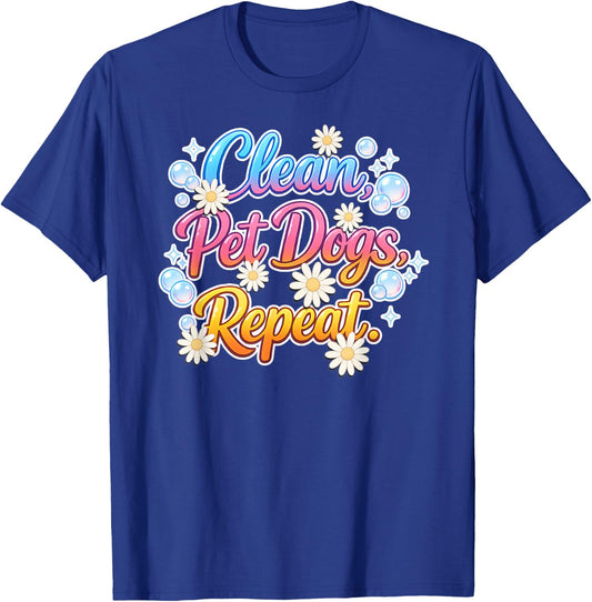 Cute Dog Cleaning T-Shirt - T-Shirt | Royal