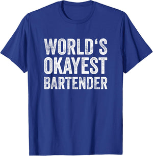 World's Okayest Bartender Vintage Fun Present T-Shirt - T-Shirt | Royal