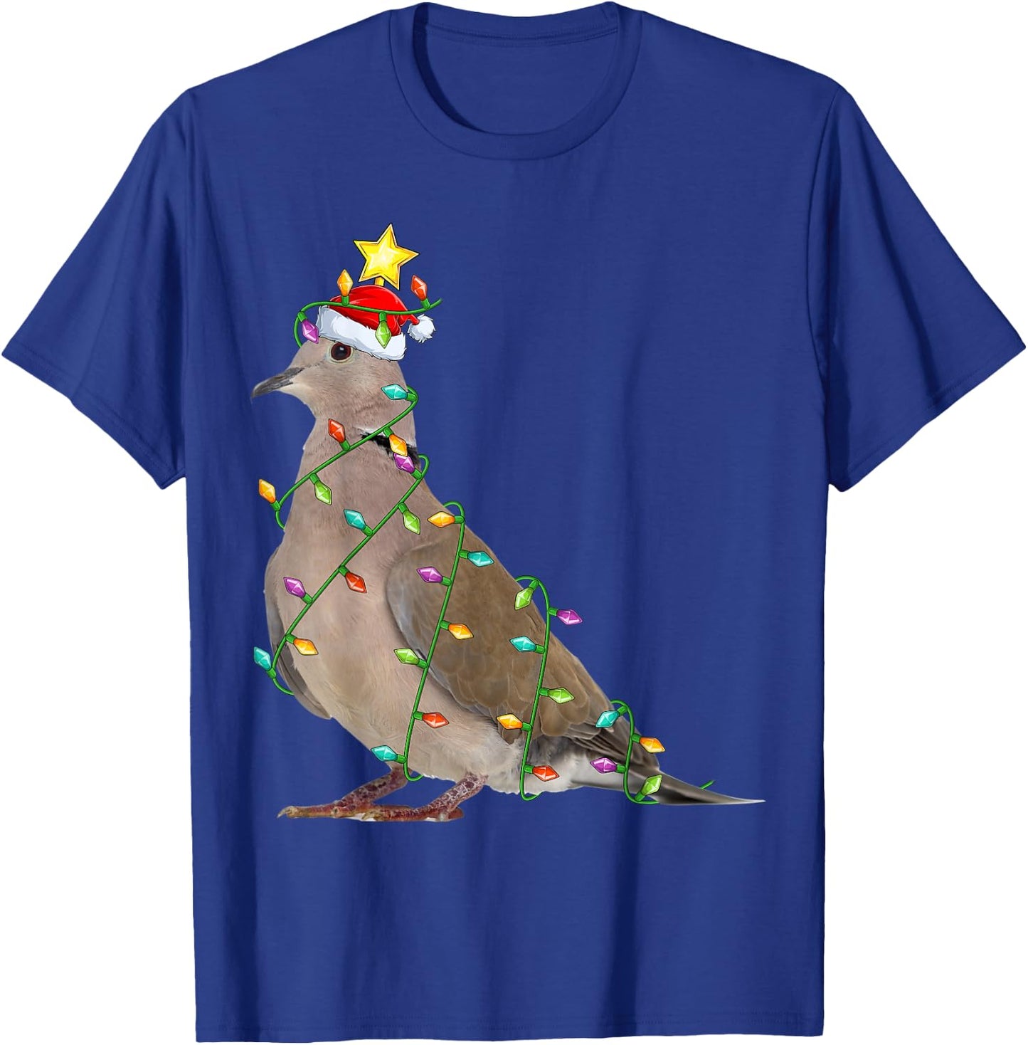 Xmas Tree Lighting Santa Mourning Dove Bird Christmas T-Shirt - T-Shirt | Royal